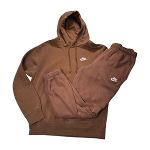 Nike Sweat Set Hoodie And Sweatpants Size Small Brown Unisex